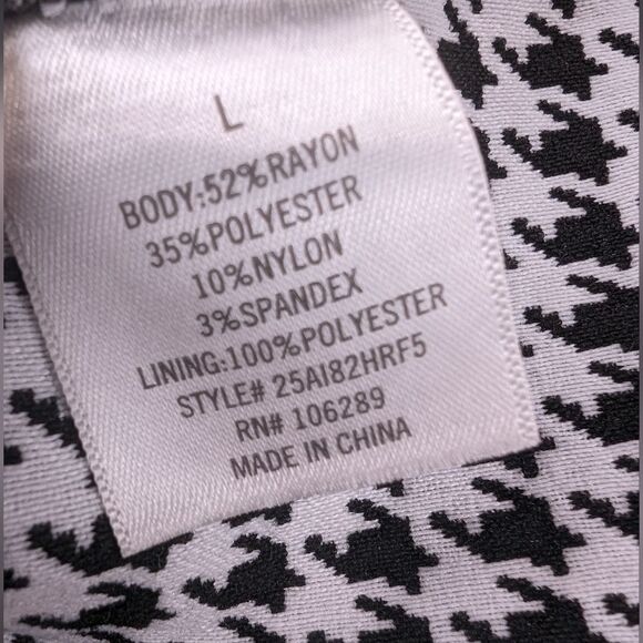 Mi Ami Houndstooth Black and White Long Sleeve Dress Puff Sleeve Mini Zip Large - Picture 9 of 9